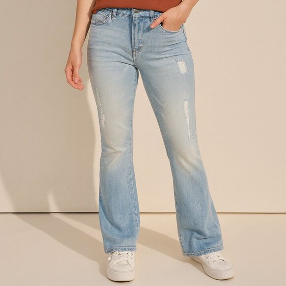 Calvin Klein Distressed Light Wash Flare Bootcut Jeans Women's W30 L32 - Picture 1 of 13